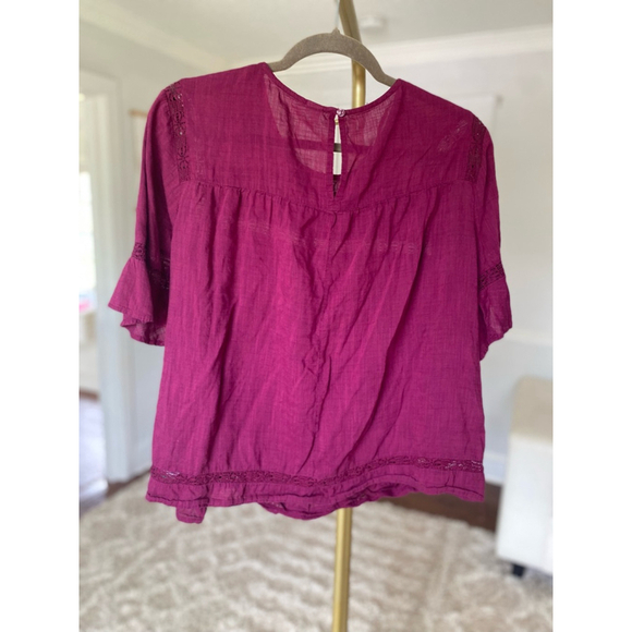 Old Navy Cotton Lace Blouse Boho Coquette Cottagecore Romantic Summer Spring L - Picture 3 of 7